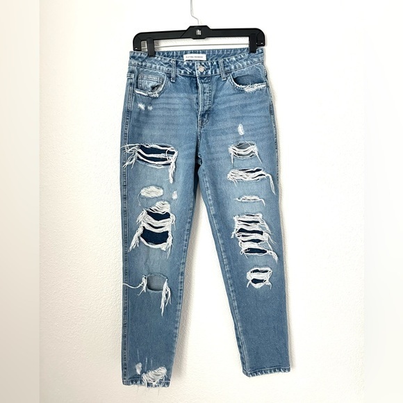 Flying Monkey Denim - Flying Monkey Distressed High Rise Ripped Light Blue Jeans